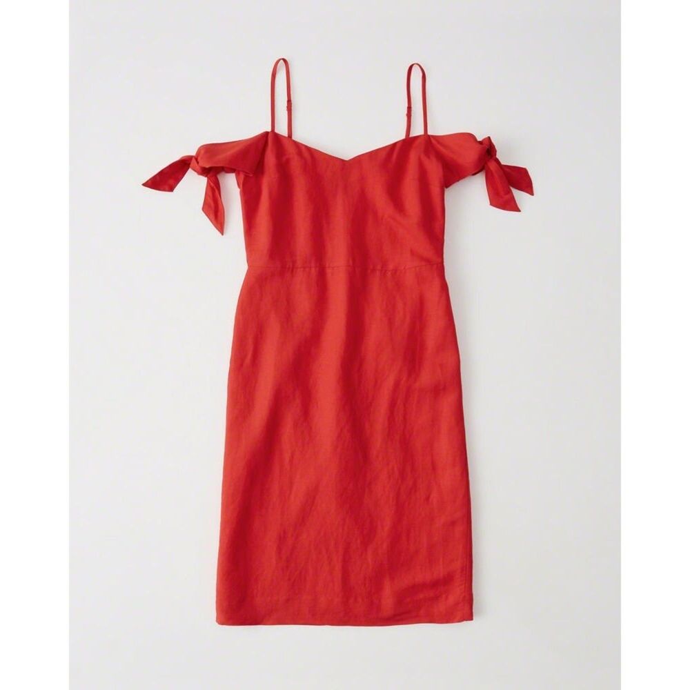 Abercrombie & Fitch Women's Scarlet Linen Bodycon Sweatheart Dress, Summer Siren